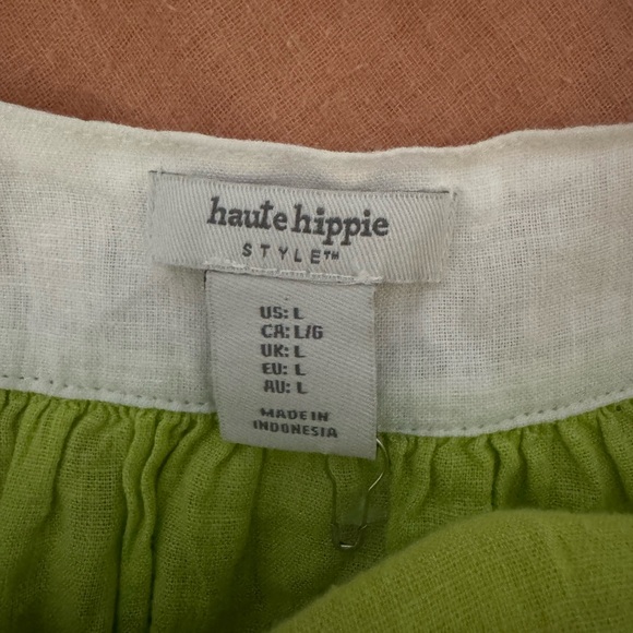NWOT Haute Hippie White and‎ Lime Crop Top - Picture 3 of 3